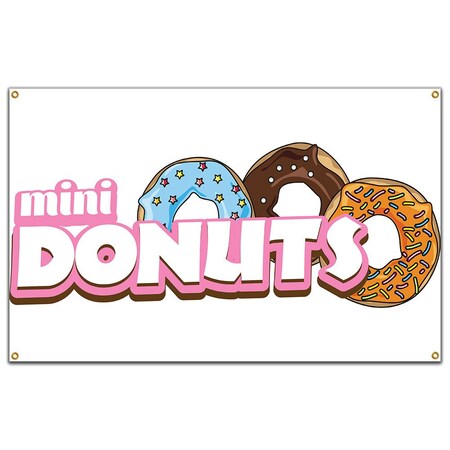 Signmission Mini Donuts Banner Concession Stand Food Truck Single Sided B-96 Mini Donuts19